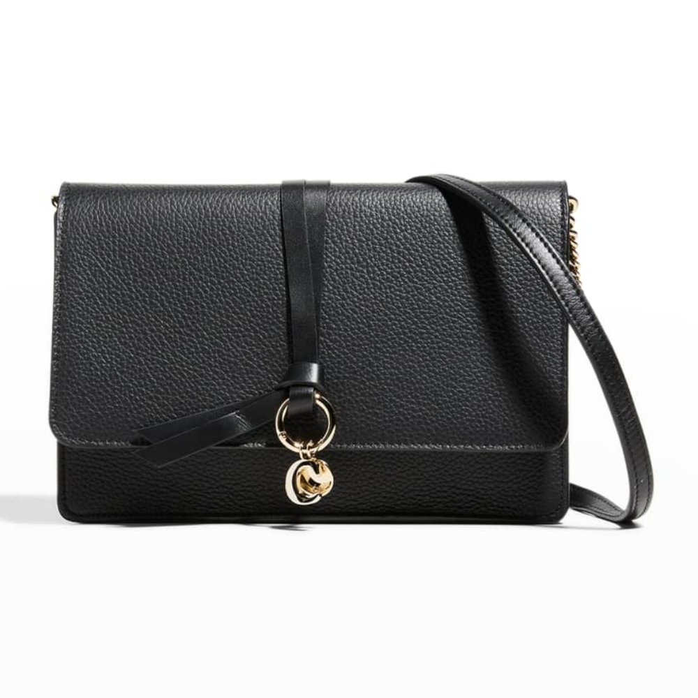 Chloe Alphabet Pebbled Leather Chain Clutch Bag Purse
